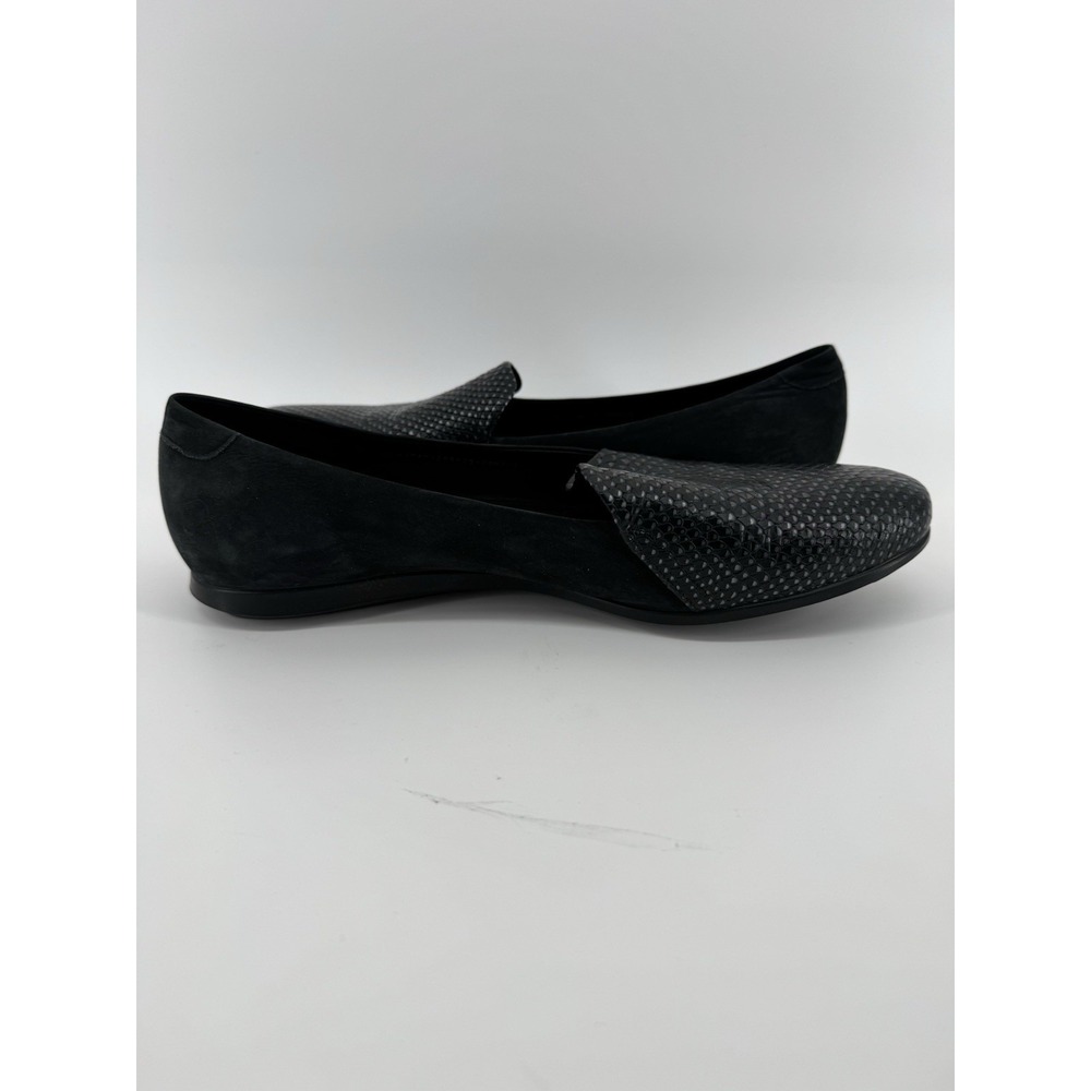 Womens 10-10.5 41 Ecco Touch Ballerina Black Suede Snake Scale Print Ballet Flat - Picture 3 of 8